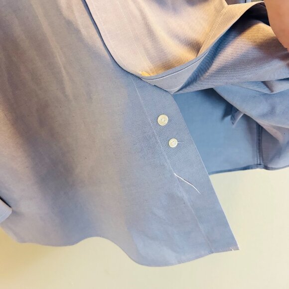 Brooks Brothers Regent Fit Original Polo Shirt Mens Size 16.5 34 Blue Chambray - Picture 5 of 8